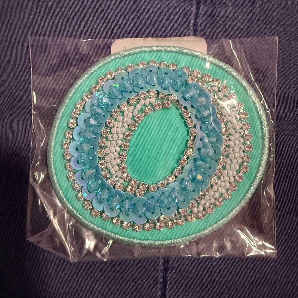 NWT Stoney Clover Lane embellished Letter O Patch Teal Blue